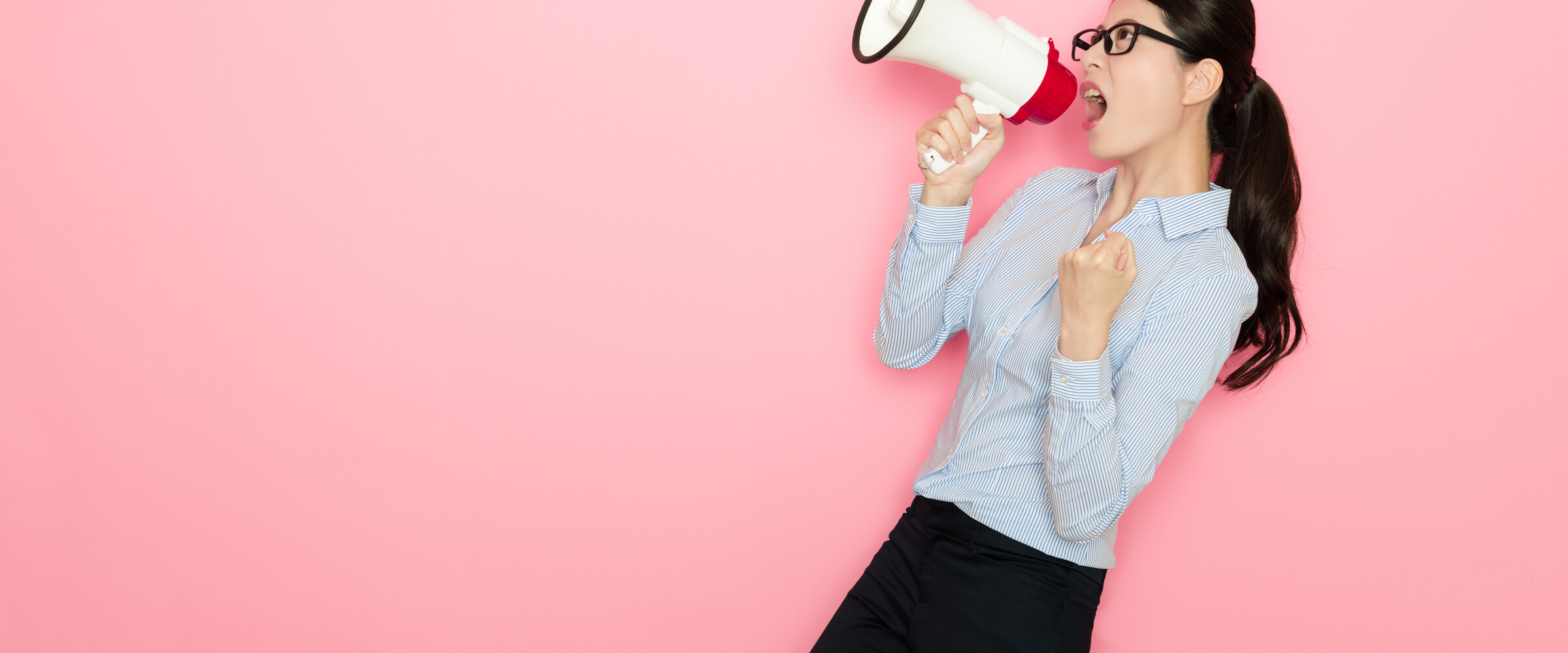 woman with megaphone